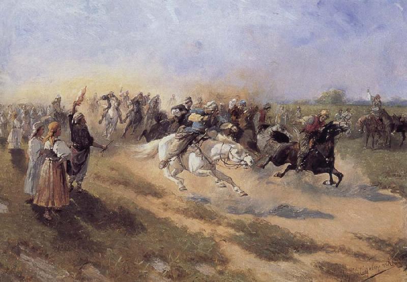 Jan Van Chelminski Horse race oil painting image
